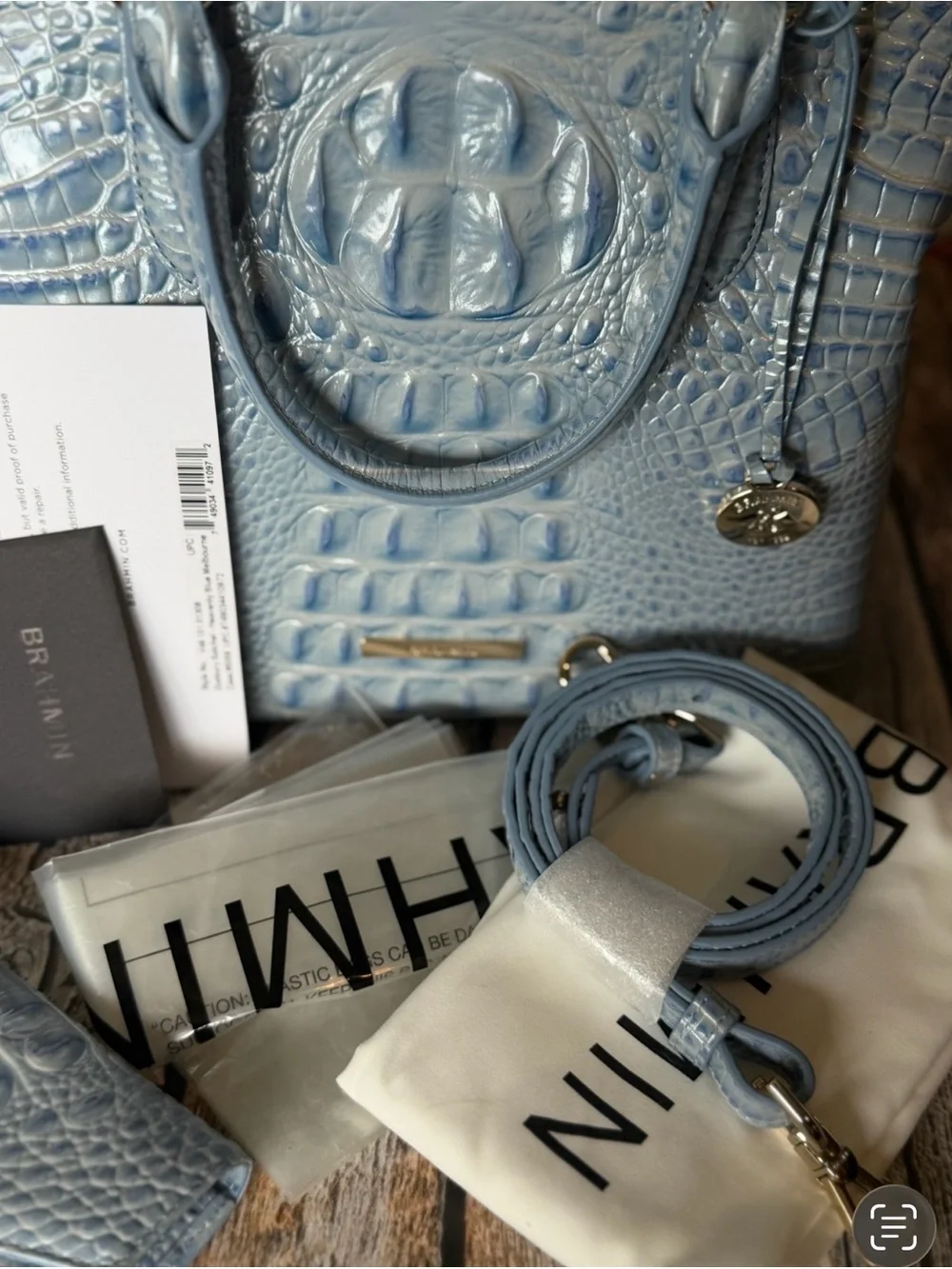 Brahmin Med Duxbury Heavenly Blue Melbourne And Matching Wallet NWT FIRM $ SET